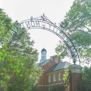 UM campus gates in the spring.